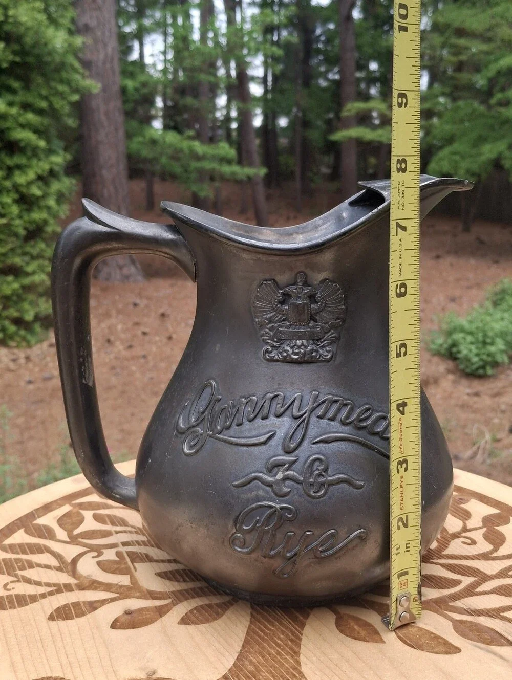 1920's Pre-Prohabition Gannymede 76 Rye Silverplated Advertising Pitcher
